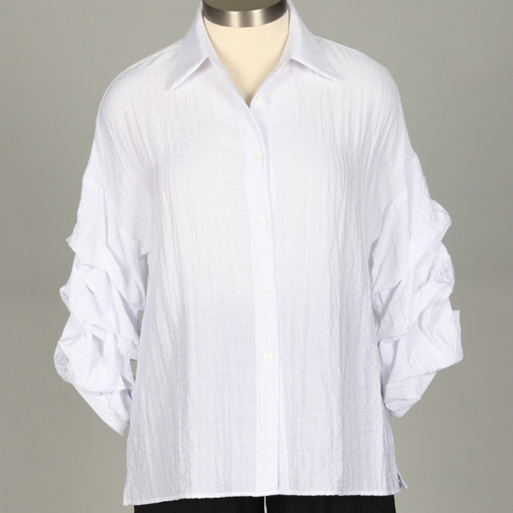 Ruffle Sleeve Blouse - White